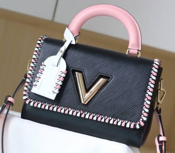 Replica Louis Vuitton Epi Leather Twist MM Bag In Black With Braided Edges Flap - Image 3