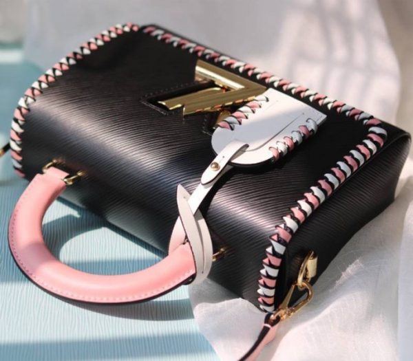 Replica Louis Vuitton Epi Leather Twist MM Bag In Black With Braided Edges Flap - Image 4