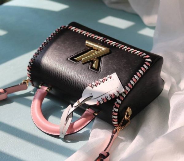 Replica Louis Vuitton Epi Leather Twist MM Bag In Black With Braided Edges Flap - Image 5