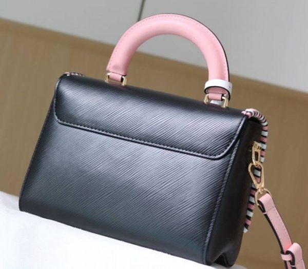 Replica Louis Vuitton Epi Leather Twist MM Bag In Black With Braided Edges Flap - Image 6