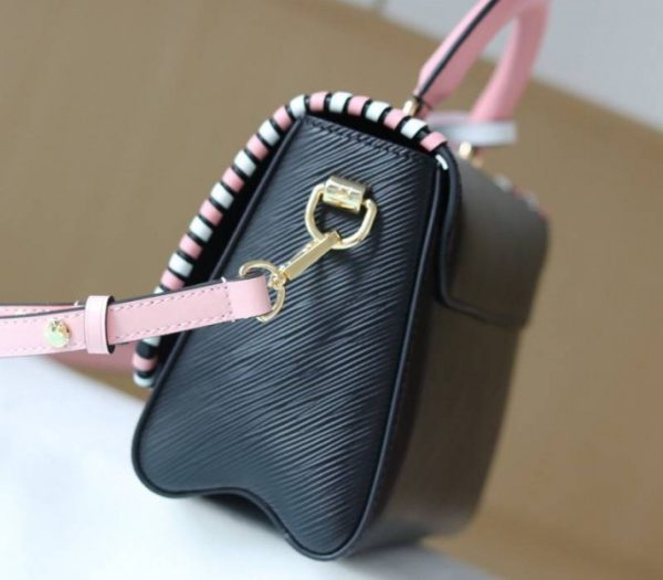 Replica Louis Vuitton Epi Leather Twist MM Bag In Black With Braided Edges Flap - Image 7