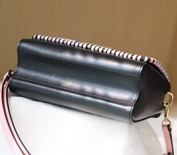 Replica Louis Vuitton Epi Leather Twist MM Bag In Black With Braided Edges Flap - Image 8