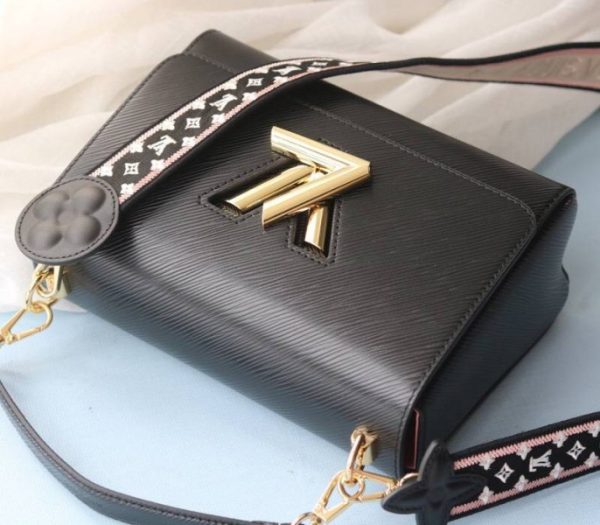 Replica Louis Vuitton Epi Leather Twist MM Handbag In Black With Embroidered Strap - Image 5