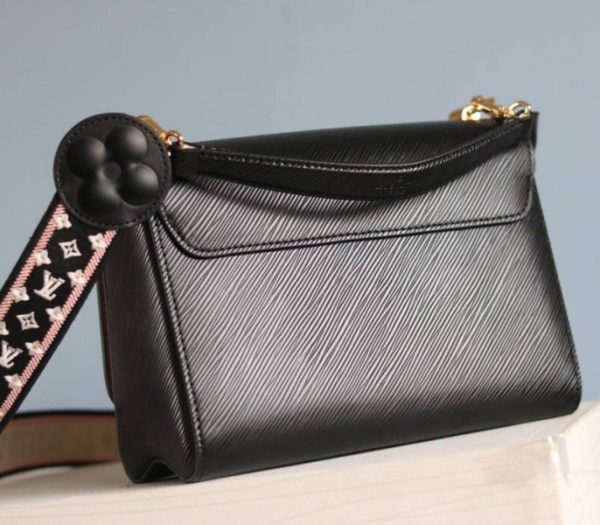 Replica Louis Vuitton Epi Leather Twist MM Handbag In Black With Embroidered Strap - Image 6