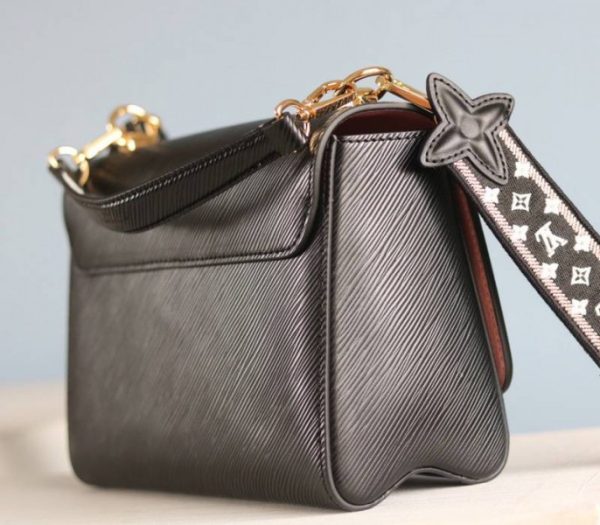 Replica Louis Vuitton Epi Leather Twist MM Handbag In Black With Embroidered Strap - Image 7