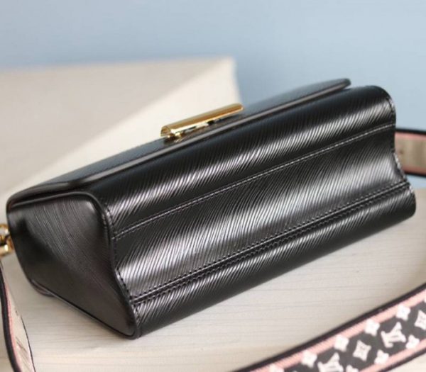 Replica Louis Vuitton Epi Leather Twist MM Handbag In Black With Embroidered Strap - Image 8