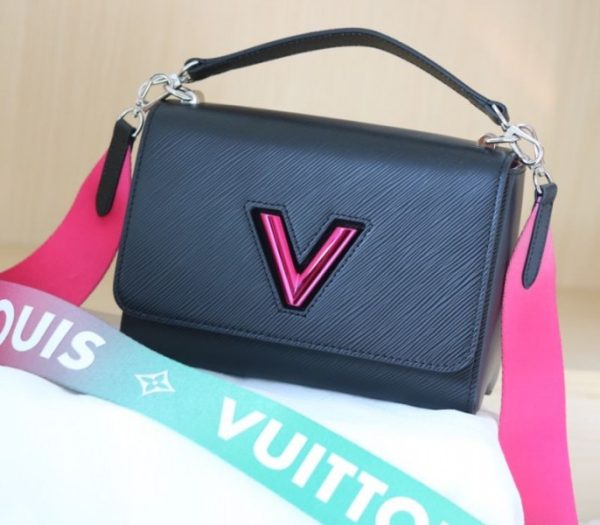 Replica Louis Vuitton Epi Leather Twist MM Handbag In Black With Gradient Strap - Image 3