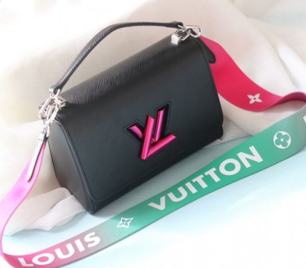 Replica Louis Vuitton Epi Leather Twist MM Handbag In Black With Gradient Strap - Image 4