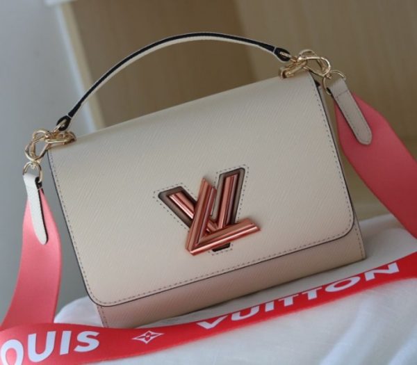 Replica Louis Vuitton Epi Leather Twist MM Handbag In Quartz White With Gradient Strap - Image 2