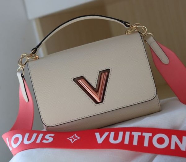 Replica Louis Vuitton Epi Leather Twist MM Handbag In Quartz White With Gradient Strap - Image 3