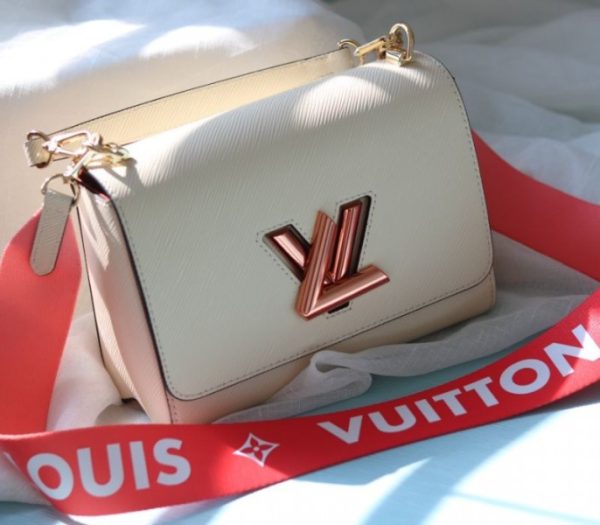 Replica Louis Vuitton Epi Leather Twist MM Handbag In Quartz White With Gradient Strap - Image 4