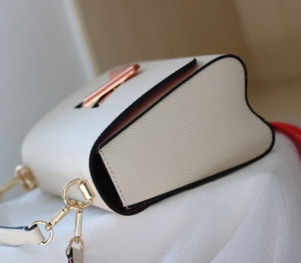 Replica Louis Vuitton Epi Leather Twist MM Handbag In Quartz White With Gradient Strap - Image 6
