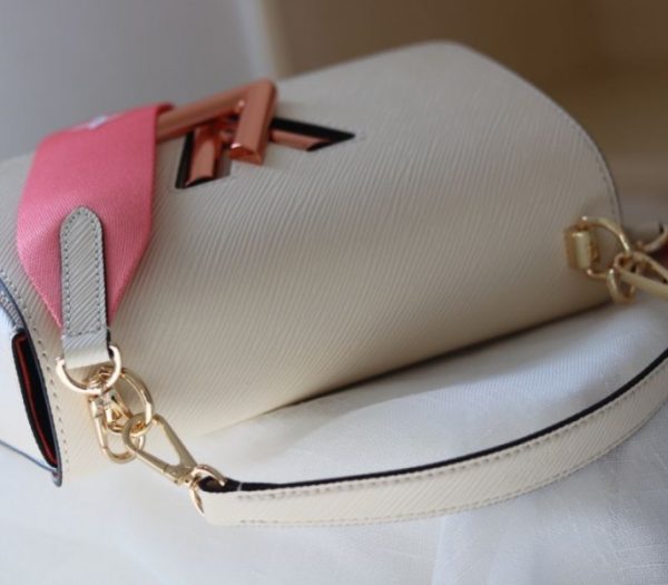 Replica Louis Vuitton Epi Leather Twist MM Handbag In Quartz White With Gradient Strap - Image 8