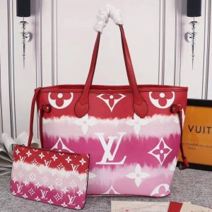Replica Louis Vuitton Seasonal Escale Neverfull MM Tote In Rouge Red