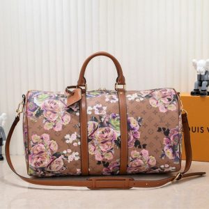 Replica Louis Vuitton Keepall Bandouliere 50 Travel Bag In Brown With Floral Pattern