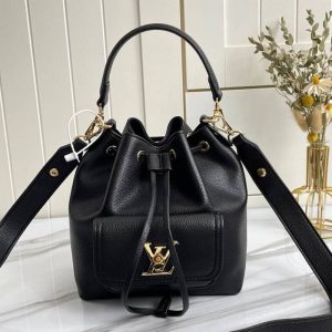 Replica Louis Vuitton Lockme Bucket Bag In Black
