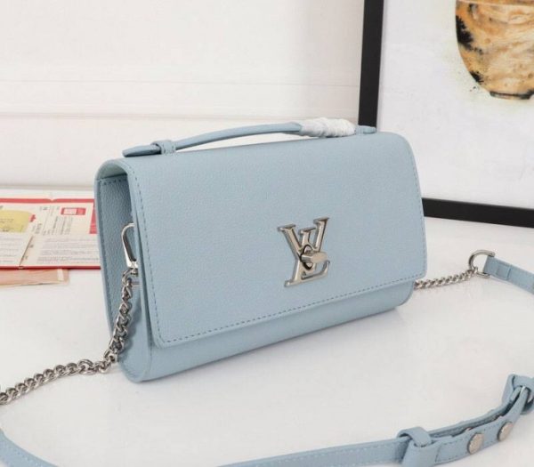 Replica Louis Vuitton Lockme Clutch In Olympe Blue - Image 2