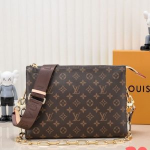 Replica Louis Vuitton Monogram Canvas Coussin MM Bag With Jacquard Strap
