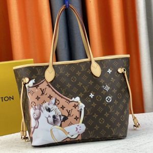 Replica Louis Vuitton Monogram Canvas Neverfull MM Tote With Cat Print