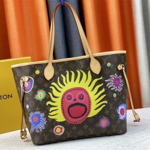 Replica Louis Vuitton X YK Monogram Canvas Neverfull MM Tote With Faces Print