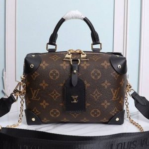 Replica Louis Vuitton Monogram Canvas Petite Malle Souple Handbag In Black