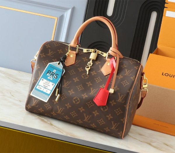 Replica Louis Vuitton Monogram Canvas Soft Speedy 30 Crafty Handbag In Red