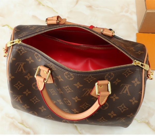 Replica Louis Vuitton Monogram Canvas Soft Speedy 30 Crafty Handbag In Red - Image 9