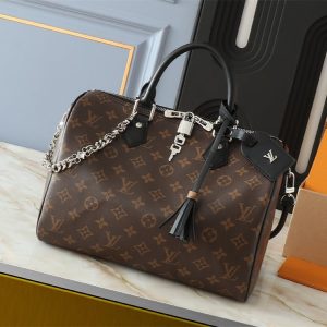 Replica Louis Vuitton Monogram Canvas Soft Speedy 30 Dark Handbag In Black