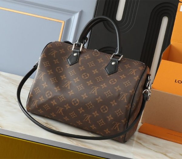 Replica Louis Vuitton Monogram Canvas Soft Speedy 30 Dark Handbag In Black - Image 2