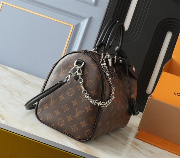 Replica Louis Vuitton Monogram Canvas Soft Speedy 30 Dark Handbag In Black - Image 3