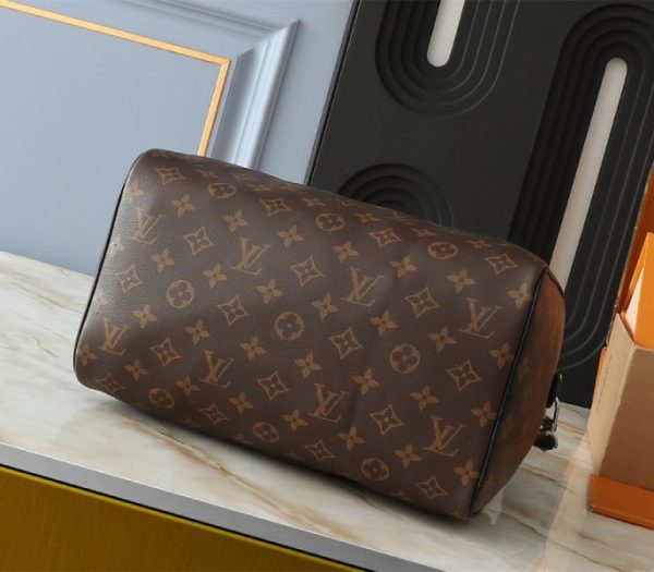 Replica Louis Vuitton Monogram Canvas Soft Speedy 30 Dark Handbag In Black - Image 4