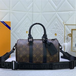 Replica Louis Vuitton Monogram Canvas Keepall Bandouliere 25 In Black