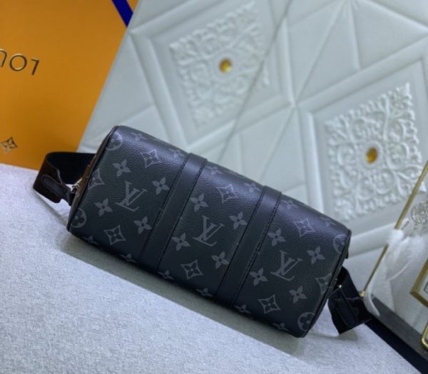 Replica Louis Vuitton Monogram Eclipse Canvas Keepall Bandouliere 25 Travel Bag - Image 5