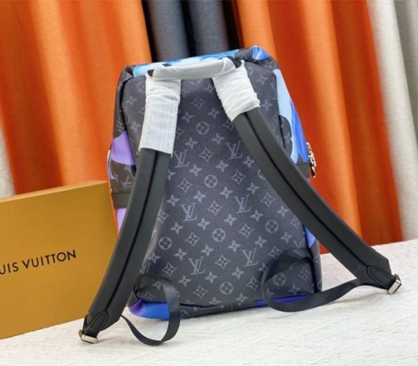 Replica Louis Vuitton Monogram Eclipse Discovery Backpack In Blue Sunrise - Image 4