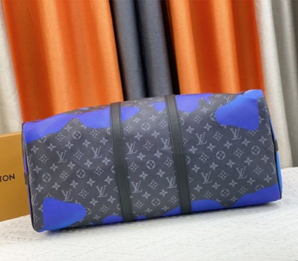 Replica Louis Vuitton Monogram Eclipse Keepall 55 Bandouliere Travel Bag In Blue Sunrise - Image 5