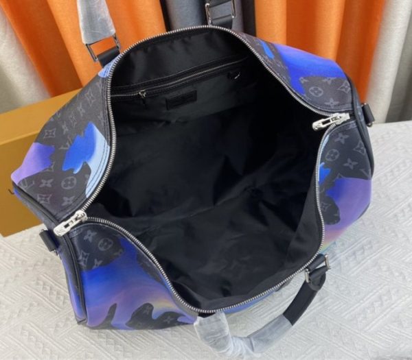 Replica Louis Vuitton Monogram Eclipse Keepall 55 Bandouliere Travel Bag In Blue Sunrise - Image 6