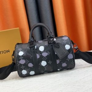 Replica Louis Vuitton X YK Monogram Eclipse Keepall 25 Bandouliere Travel Bag