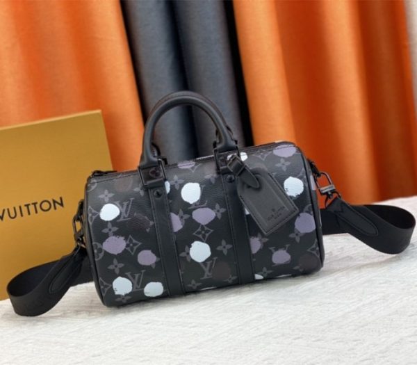 Replica Louis Vuitton X YK Monogram Eclipse Keepall 25 Bandouliere Travel Bag