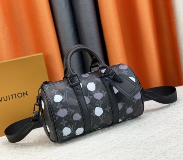 Replica Louis Vuitton X YK Monogram Eclipse Keepall 25 Bandouliere Travel Bag - Image 2
