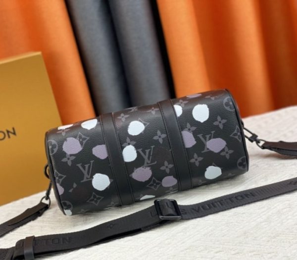 Replica Louis Vuitton X YK Monogram Eclipse Keepall 25 Bandouliere Travel Bag - Image 4