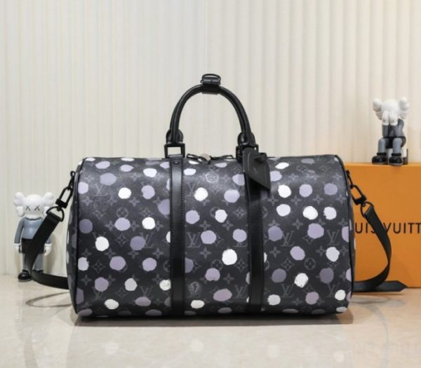 Replica Louis Vuitton X YK Monogram Eclipse Keepall 45 Bandouliere Travel Bag