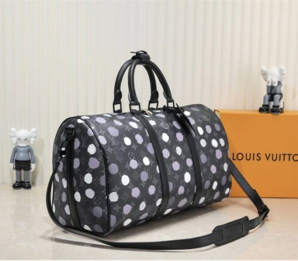 Replica Louis Vuitton X YK Monogram Eclipse Keepall 45 Bandouliere Travel Bag - Image 2