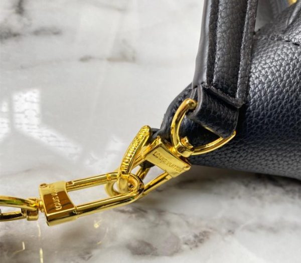 Replica Louis Vuitton Monogram Empreinte Leather Bagatelle Mini Hobo In Black - Image 9