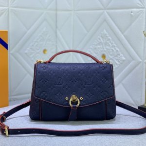 Replica Louis Vuitton Monogram Empreinte Leather Blanche BB Handbag In Navy Blue