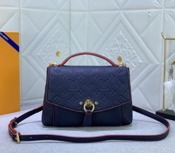 Replica Louis Vuitton Monogram Empreinte Leather Blanche BB Handbag In Navy Blue