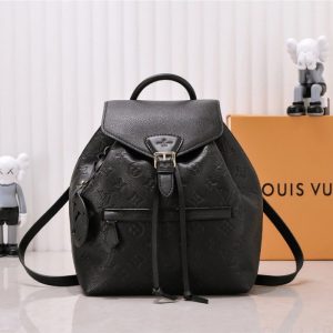 Replica Louis Vuitton Monogram Empreinte Leather Montsouris PM Backpack In Black