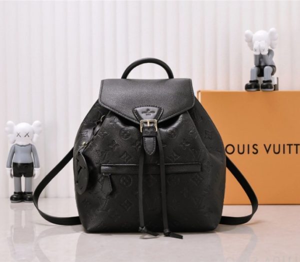 Replica Louis Vuitton Monogram Empreinte Leather Montsouris PM Backpack In Black