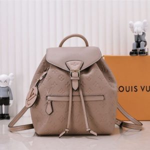 Replica Louis Vuitton Monogram Empreinte Leather Montsouris PM Backpack In Tourterelle Gray