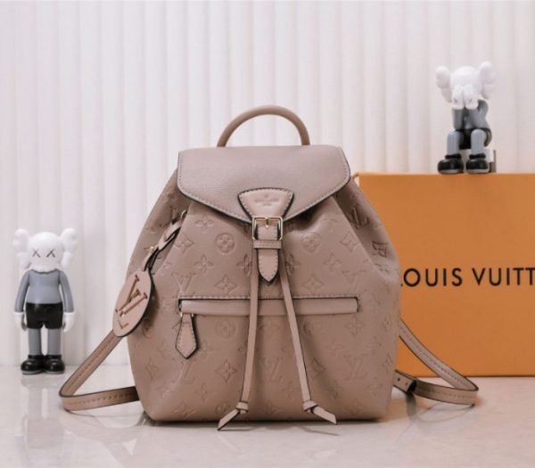 Replica Louis Vuitton Monogram Empreinte Leather Montsouris PM Backpack In Tourterelle Gray