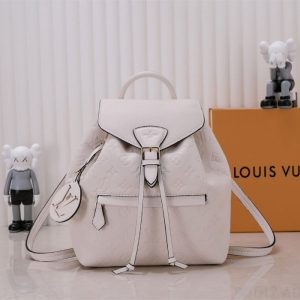 Replica Louis Vuitton Monogram Empreinte Leather Montsouris PM Backpack In White